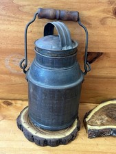 Antique Vintage Metal Iron Milk Cream Can Pail With Swing Handle picture