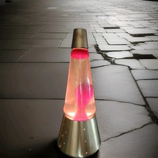 Vintage Retro Lava Lamp Light Gold Starlight Base Red Wax 14
