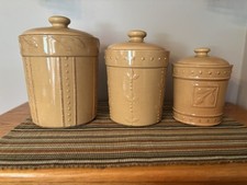 SET of THREE Signature Sorrento Wheat Gold Canisters. Mint Condition  2001 picture