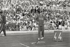 Italian athlete Livio Berruti getting ready 200 metre sprint race - Old Photo picture