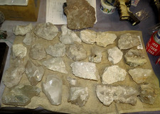 LARGE 37 LB.  LOT OF 27 QUARTZ STONE  CLUSTERS  MANY POINTS GEODE BRAZIL HEALING picture