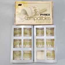 Pyrex Compatibles Glass Napkin Rings Spring Blossom Green 54-1 Corning 11pc Set picture