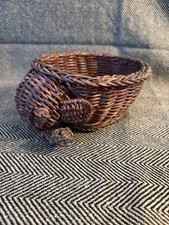 Vintage Wicker Elephant Planter Basket Rattan Look Animal Decor Boho Cottagecore picture