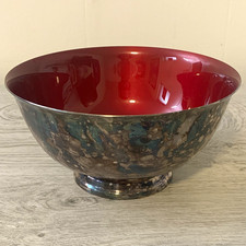 Reed & Barton #104 8” Silverplate Red Enamel Footed Bowl Helen Norman picture