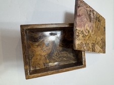 Vintage Natural Stone Trinket Box 5.5” x 5” x 2.5” Marbled Stone Jewelry Box picture