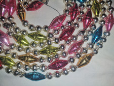 2 Vtg Strands Dimpled Oblong Christmas Mercury Glass Bead Garland 215” Japan picture