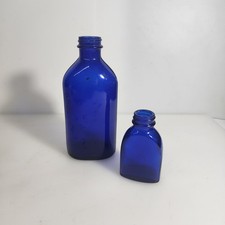 2 Vintage Cobalt Blue Genuine Phillips Glass Bottles Bud Vases picture