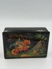Russian Palekh Lacquer Box Signed V Stepin Ilya Muromets VTG 1970 picture