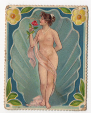 Antique Monterrey Cigarettes Trade Card Embossed Die-Cut Chromolithograph Nude picture