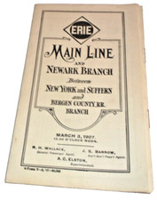 MARCH 1907 ERIE RAILROAD FORM 7 MAIN LINE NEWARK BRANCH PUBLIC TIMETABLE picture