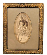 EARLY BICYCLE CYCLIST TRACK RACING BIKE CRISP ANTIQUE CABINET CARD PHOTOGRAPH picture