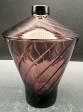 Mid Century Candy Jar With Lid-Hazel Atlas Moroccan Amethyst Purple Glass Swirl picture