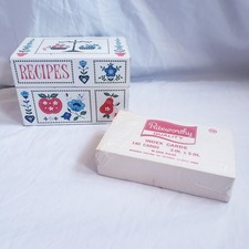 Vintage Fruit Floral Metal Tin  Recipe Box Calico Kitchen Stylecraft picture