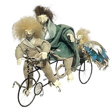 Vintage Halloween Folk Art Creepy Trio Tricycle Figurine Handmade Oddities picture