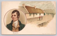 Robert Burns Portrait and Cottage Scene Postcard picture