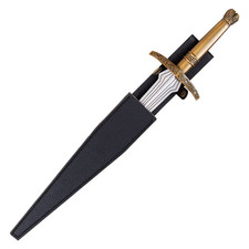 Loki Sword Dagger Replica Gold Handle Silver Blade Black Sheath 14.76 Inch picture