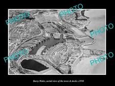 Barry Wales Aerial View Of The Town & Docks c1950 2 Old Large Historic Photo picture