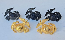 Vintage US Marine Corps Eagle Globe & Anchor Pin Black Gold Set of 4 (# 450). picture