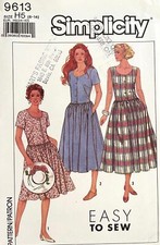 1980's Simplicity Misses' Dress,Jumper Pattern 9613 Size 6-14 UNCUT picture