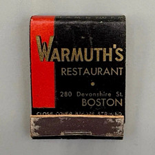 Warmuth’s Restaurant, Boston, Vintage Unstruck Feature Matchbook (1940's) picture