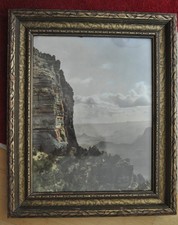 Vtg. Grand Canyon 1926 hand colored photo w/orig. gesso frame picture