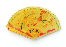 Cherry Blossom Festival Lapel Pin Vintage 2001 Macon Georgia Fan Gold Tone Pink picture