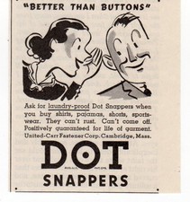 1939 Dot Snappers United Carr Fastener Clothing Snaps Better Than Buttons picture