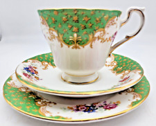Trio Tea Set Paragon Rockingham Fine Bone China Green Tea Cup, Saucer and Plate picture