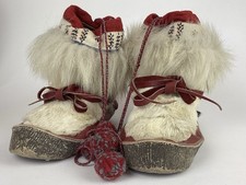 Vintage Handmade Native Alaskan Mukluks, Fur Leather Felt Size 8 Purchased 1953 picture