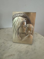 Leader Argenti Mary&Baby Sterling Silver 925 Desk Plaque Made In Italy Pesaresi picture