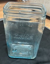 Antique Vintage Exide Battery Clear Blue Glass Jar -  No Lid picture