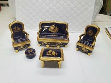 Extremely Rare PORCELAINE IMPERIA Cobalt Blue Limoge Set with accent pieces picture