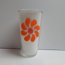 Hazle Atlas 1 Pint Orange Daisy Glass, Used .  See Photos For Condition picture