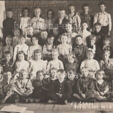 Vintage 1900s RPPC 1st Grade School Class Photo Shell Lake Wisconsin Postcard picture