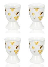 STPGOODS Honey Bee Porcelain Egg Cup Set of 4 Easter Egg Holder Gift Set picture