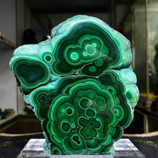 7.37LB Rare Natural malachite Slice quartz crystal Mineral Specimen +stand picture