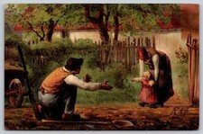 Father Mother Baby First Steps Rural Scene K NG Postcard PC306 picture
