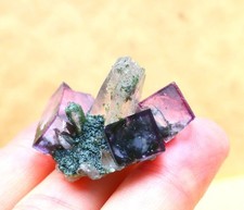 17.8g Natural purple phantom Cubic fluorite Crystal mineral specimen/yaogangxian picture