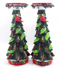 Temp-tations Pillar Holders, Set of 2, Resin,Trees, Cardinal,Candle Stick T49507 picture