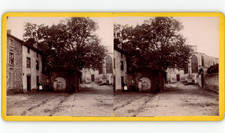 France, Chevrières, square, church and castle entrance, vintage stereo, 1886 Fra picture