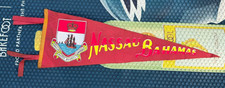 Vintage Nassau Bahamas Felt Pennant Coat of Arms Mid Century Souvenir Red picture