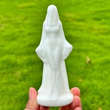 4.7” Top Natural White Jad Quartz skull carved Crystal goddess Skull healing 1pc picture