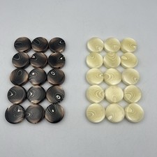 30 VINTAGE CHOCOLATE BROWN & White Translucent SWIRL BACKGAMMON CHIPS picture