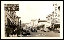 Vintage Postcard Real Photo Business District Eugene Oregon Drug Store picture