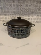 Wallace 9095 Holloware Silverplate Oval Bowl Casserole Dish & Holder WAS9095 picture