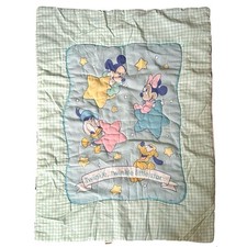 Vtg Disney Dundee Baby Blanket Comforter Crib Mickey Twinkle Star Gingham RARE picture