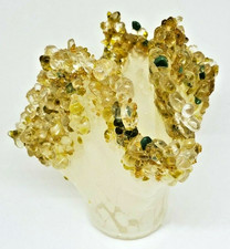 One of a Kind Handmade White Crackle Bud Vase With Amber Glass Cluster on Top picture