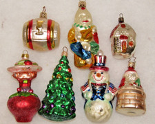 Lot VTG Modern Glass Figurine BERRY GIRL SANTA CLOWN TREE Christmas Ornaments picture