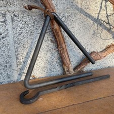 Chuck Wagon Dinner Bell Antique Wrought Iron, Striker, Leather Strap For Hanging picture