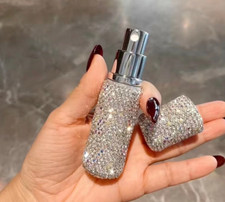 Crystal Encrusted Perfume Atomizer Sprayer Bottle Travel Size White & AB Diamond picture